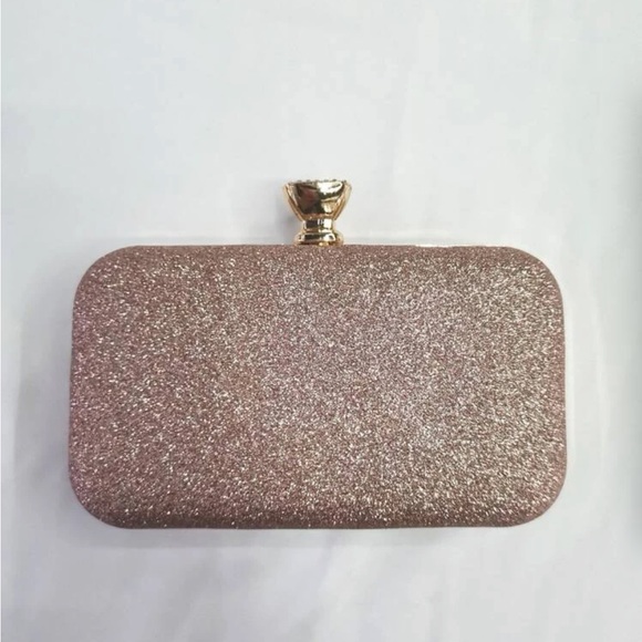 Luxurious rose gold floral rhinestone party evening wedding prom clutch box bag - Picture 3 of 4